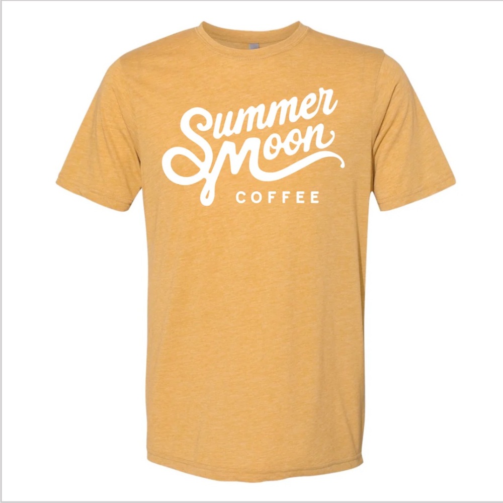 Summer Moon Coffee Mustard Script Tee